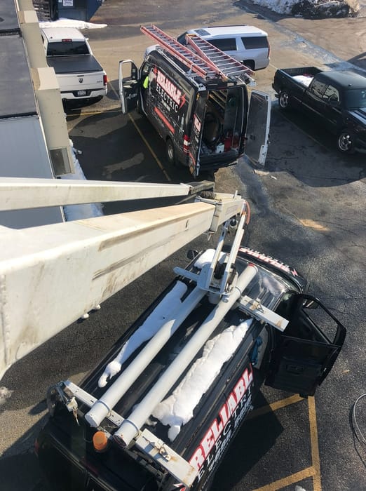 Bucket truck boom on a job